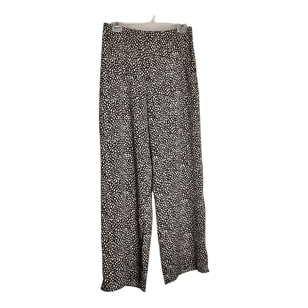 Coldwater Creek Black & Tan, back elastic waist, side zipper, wide leg pants 4